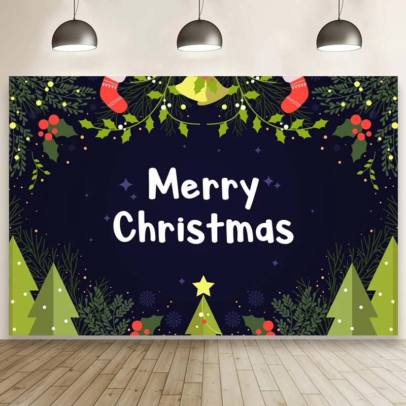 Фон для фотосъемки с Рождеством Звездная Снежинка сосновая елка колокольчики