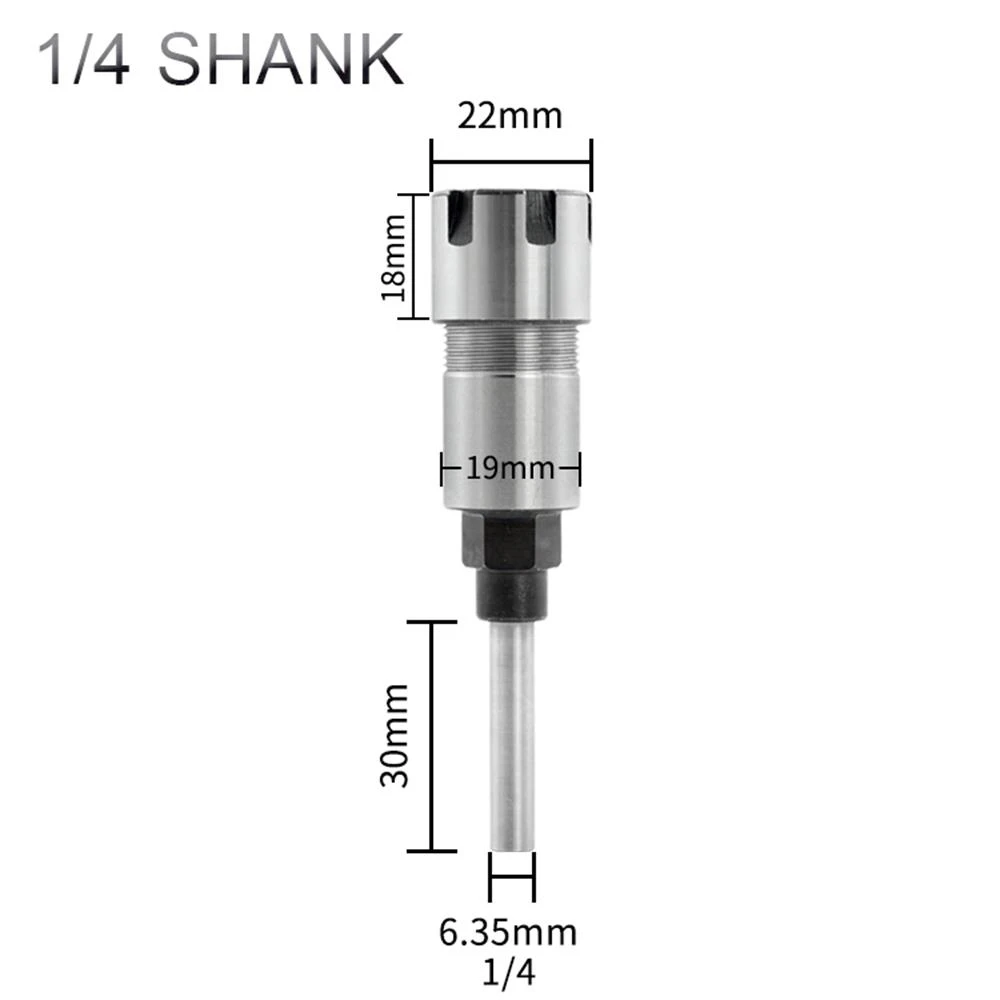 6.35mm Shank Пружинная сталь 1/4 дюйма хвостовик фрезы удлинитель цанговый держатель адаптер с ER16-8 8 мм цанговый патрон - Длина режущей кромки: 6.35mm Shank