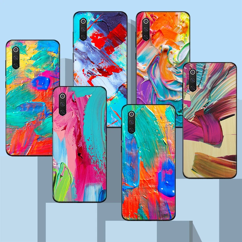 

Art Oil Painting Color Black Phone Case For Xiaomi Redmi Note 10 Pro 10S 9S 8T 7 8 9 9A 9C 9T 8A 7A 6A 5 6 Cover Capa Colorfu