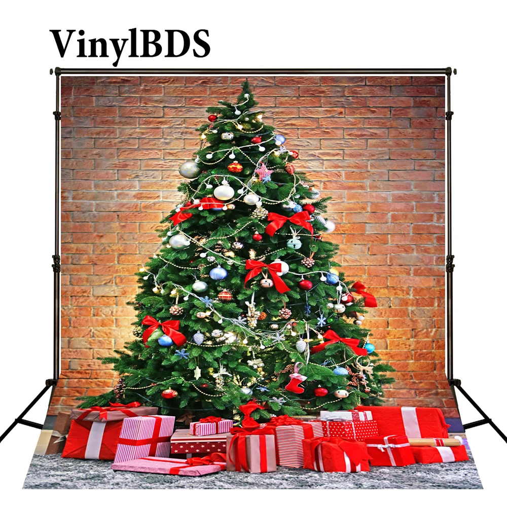 

VinylBDS фотография фоны Рождество кирпичная стена подарок Фон фотографии Рождественская елка цифровая печать фон