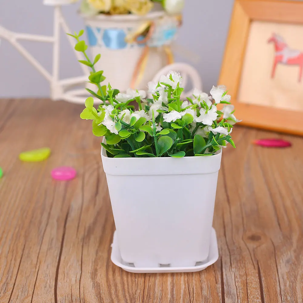 Black White Square Planters Plastic Pots Gardening Supplies Plant Care Soil Accessories Flower Pot Vase for Outdoor Indoor | Дом и сад