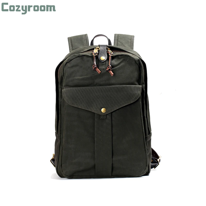 

70307 Super Quality! American Vintage Waterproof Heavy Wax Canvas Backpack Unisex Computer Travel Bag 15oz