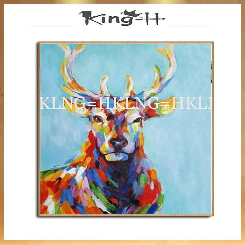 Новый образец декоративная голова оленя Настенная картина маслом ручная работа