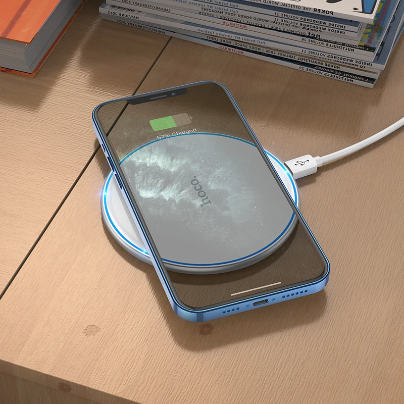 hoco15w qi wireless charger desktop wireless fast charging pad led light for iphone 11 12 13 pro xr xs max for samsung galaxys21 free global shipping