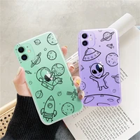 transparent spaceship alien case for iphone 11 12 pro xs max 13 mini x 5s se 2020 6 6s 7 8 plus soft tpu shockproof back cover