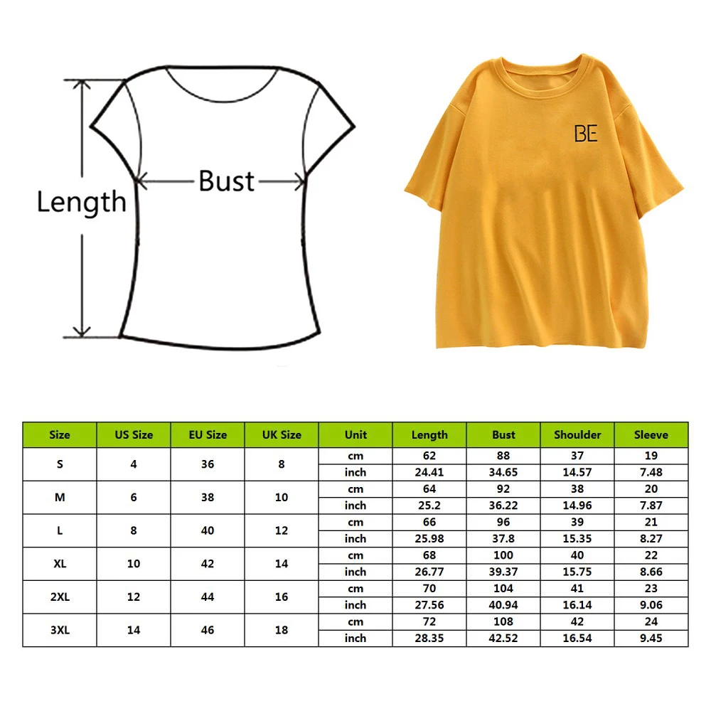 

Women Summer Leter Print T-shirt Harajuku Loose Casual Short Sleeves Tee Top Female 90s White yellow Black Casual Sports Tops