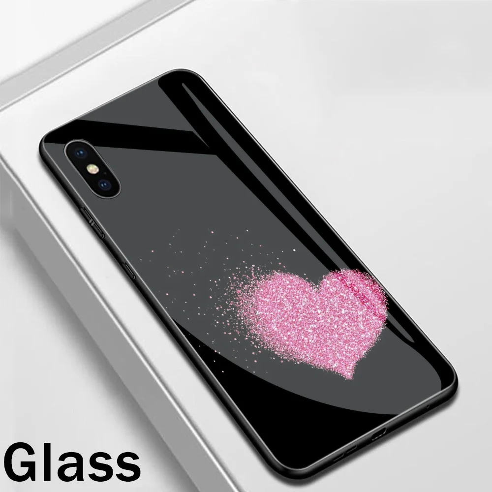 Ciciber Сердце Любовь Королева девушка закаленное стекло чехол для Apple iPhone 11 Pro Max XR X XS MAX 8 7 6 6S Plus телефонные чехлы Funda Shell - Цвет: WM03328