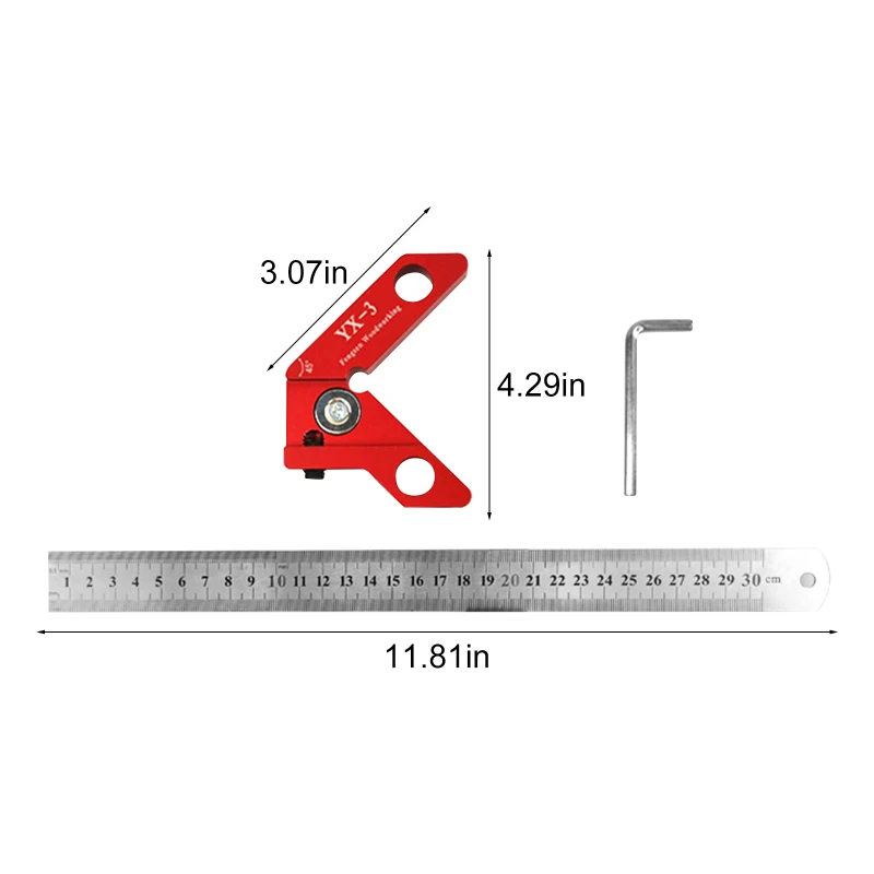 

30cm Circle Center Line Scriber Finder Woodworking 45 90 Angle Line Caliber Ruler Metric Wood Measuring Tool Middle Line FInder