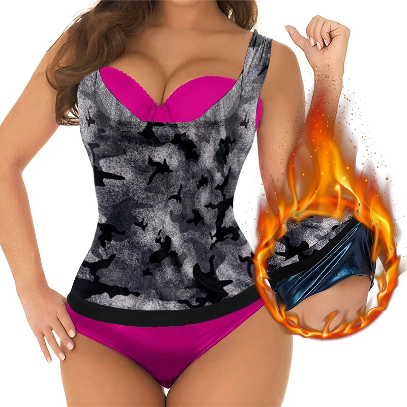 

Sweat Body Shaper Women's Premium Workout Tank Top Slimming Polymer Sauna Vest Corset Camo Thermo Shapewear Weight Loss Girdle