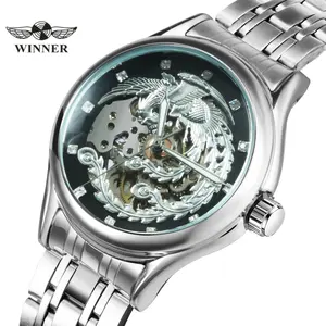 Женские Классические Механические часы WINNER Top, классические часы с металлическим ремешком, без бретелек