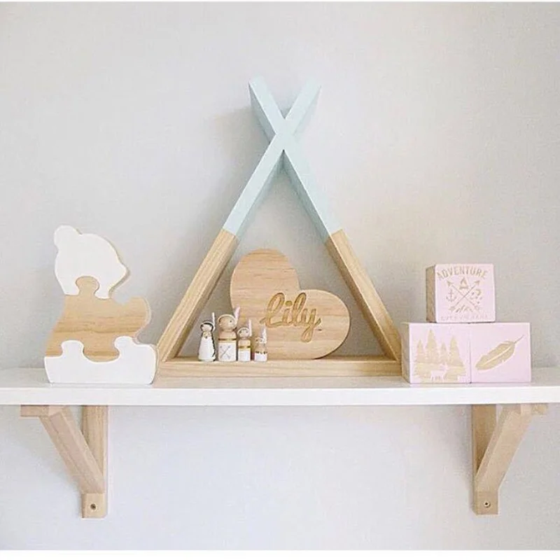 

Nordic Style Triangular Storage Holder Wooden Moisture-proof Decor Storage Rack Household Home Wall Hanging Decoration Craft