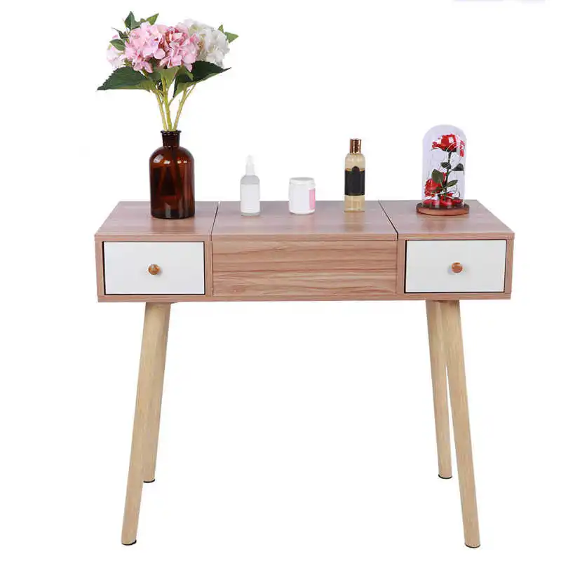 Деревянный туалетный столик TOPINCN из сосны набор табуретов макияжный с ящиками и