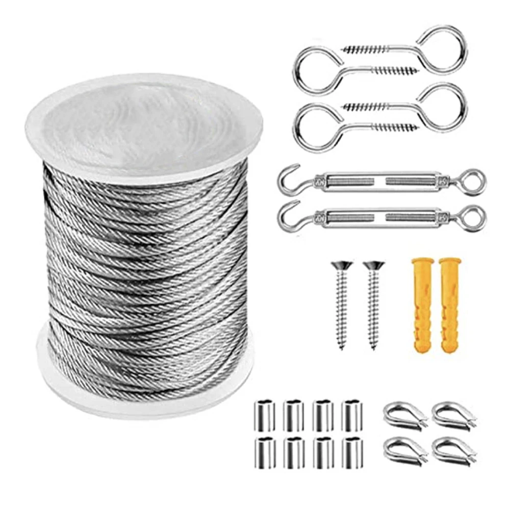 

15m / 25m Stainless Steel PVC Coated Soft Steel Wire Rope Transparent Stainless Steel Clothesline Suit Home Accessories