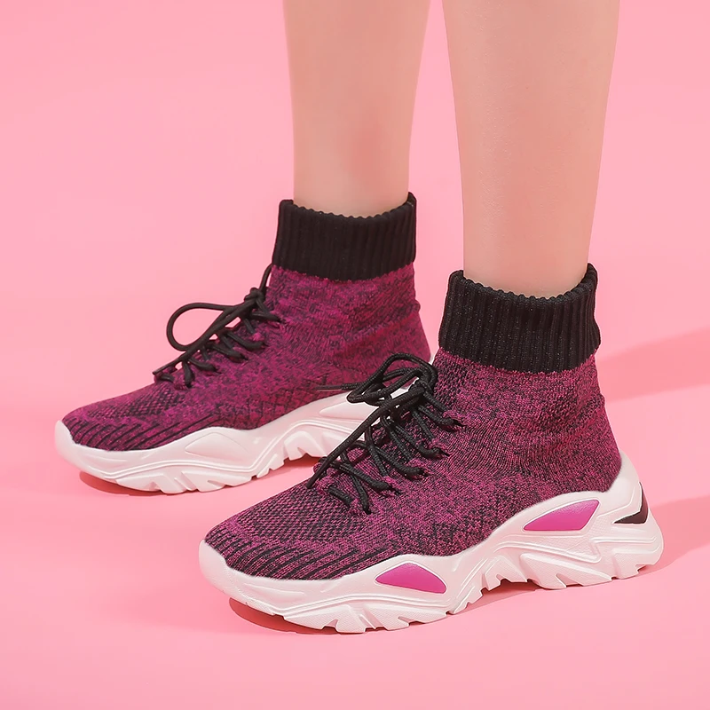 

Женские высокие кроссовки на платформе, дышащие повседневные дизайнерские ботинки для тенниса, Новинка осени 2021