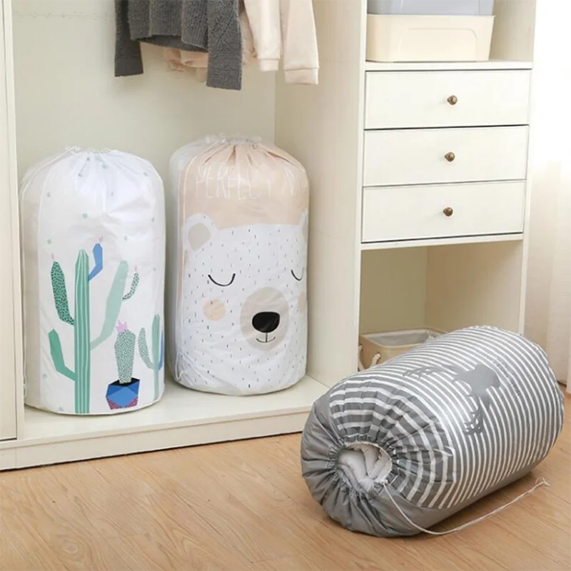 

Cartoon Bear Collapsible Storage Bag Clothes Organizer Storage Closet Portable Folding Pillow Quilt Blanket Wardrobe Accessories