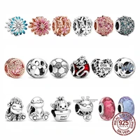925 sterling silver beads rose gold garden series daisy charm rabbit mianyang diy charm accessories