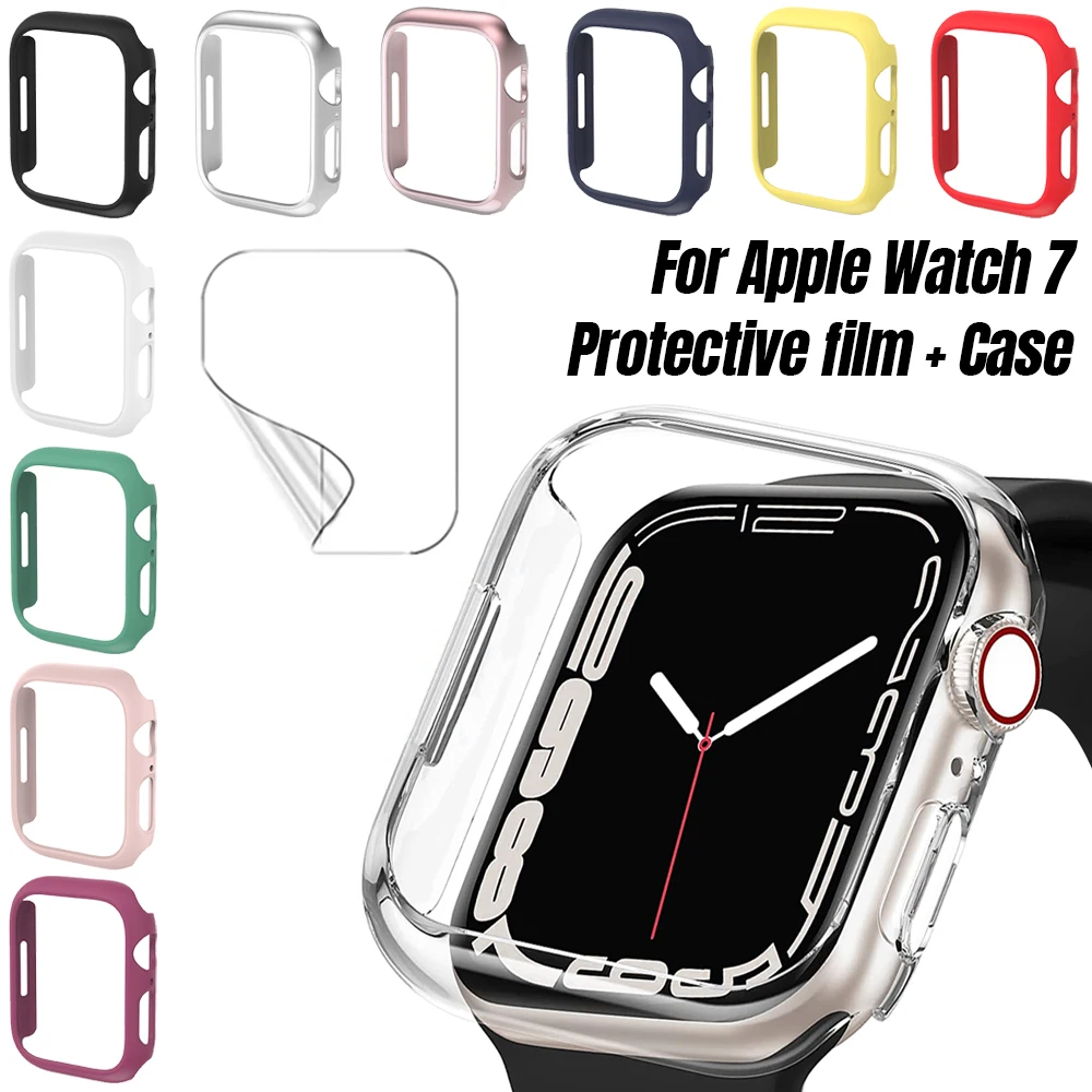 

Case for Apple Watch Series 7 41mm 45mm with Screen Protector Bumper Edge PC Shockproof Protective Cover Frame for iWatch 7