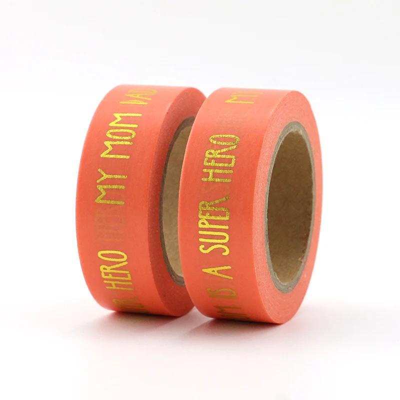 

New 10pcs/lot gold foil English words washi tape "MY MOM IS A SUPER HERO" Stationery Decorative Tape Scrapbooking Paper tape