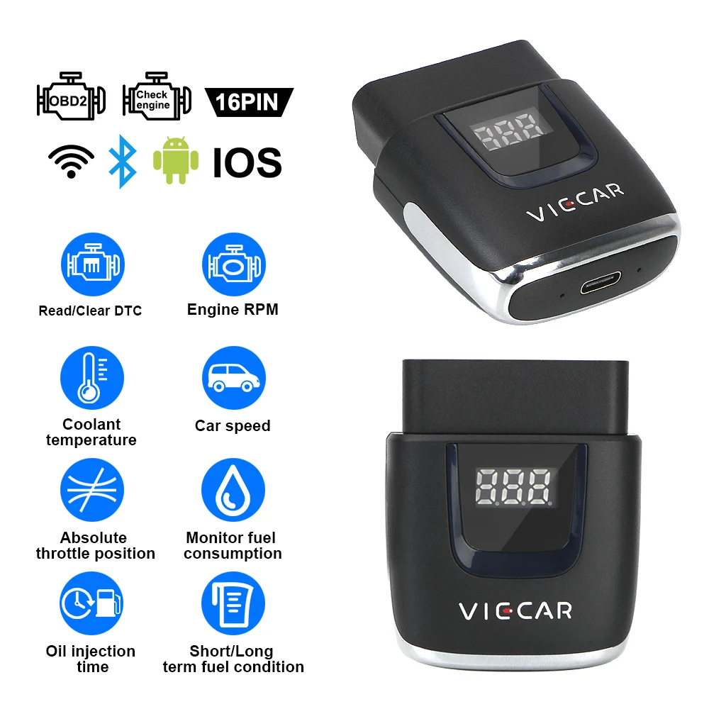 

For Android/IOS Type-C Bluetooth 4.0 Auto Repair Tools Mini OBD II Car Diagnostic Auto Tool ELM 327 USB Scanner Viecar ODB2