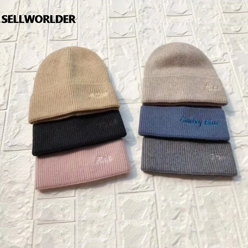 

2021 Winter Trend Thick Warm wool bike cap Embroidery Letter Hats Fashion elasticity Skullies & Beanies