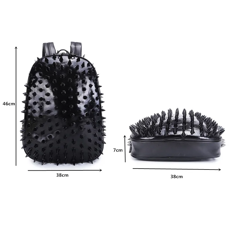 Модный рюкзак в стиле панк из искусственной кожи женский с ежиком школьные сумки