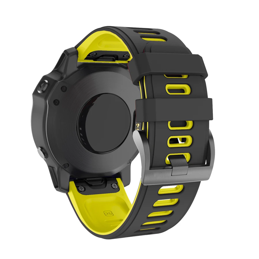 Ремешок силиконовый быстросъемный для наручных часов Garmin Fenix 6X 5X 5 Plus 3 HR Forerunner 935 845