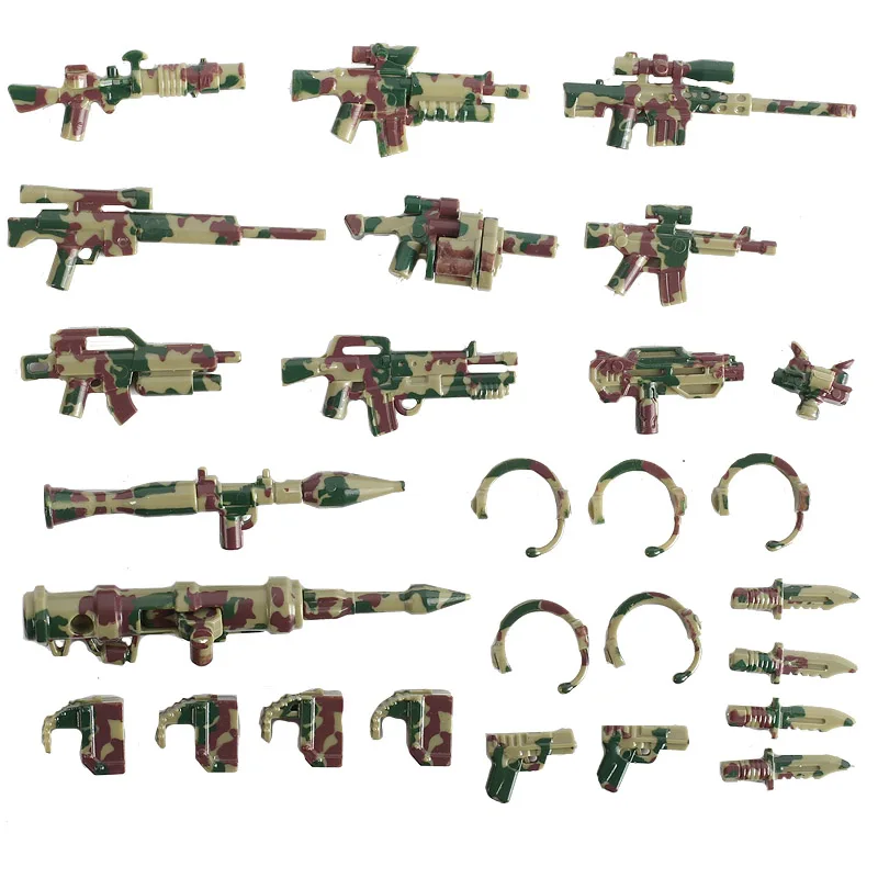 

WW2 Military Swat Army Accessories Weapon Soldier City Building Blocks Camouflage Coatings Gun Toys for Children Brick Gift