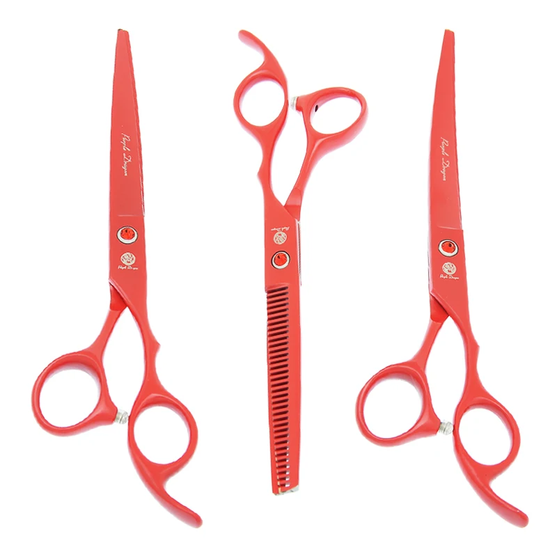 

Purple Dragon 7 inch Dog Grooming Scissors Kit Forceps Japan 440C Pet Straight Curved Cutting Shears Thinning Tesoura B0029B