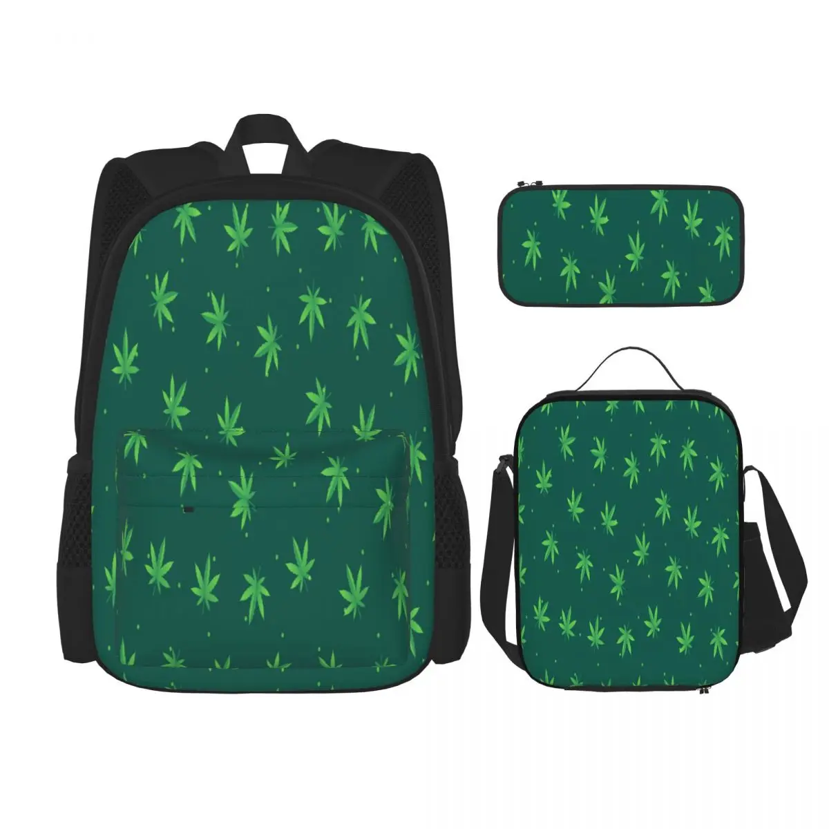 

3 Set Backpack 2021 Natural Marijuana Cannabis Leaves Backpack Shoulder Bags School Bag Mochilas Student Backpack