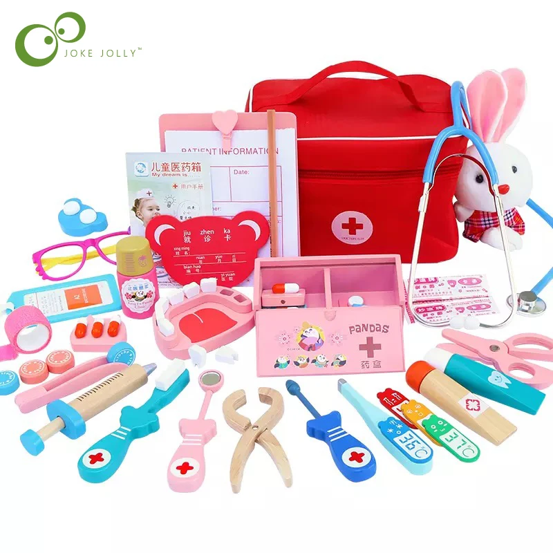 Детский деревянный набор игрушек для доктора семейный медсестер медицинский