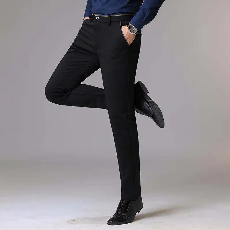 

Autumn Fashion Mens Office Pants Elastic Straight Formal Business Trousers Slim Male Suit Pants FOVIVA JC912