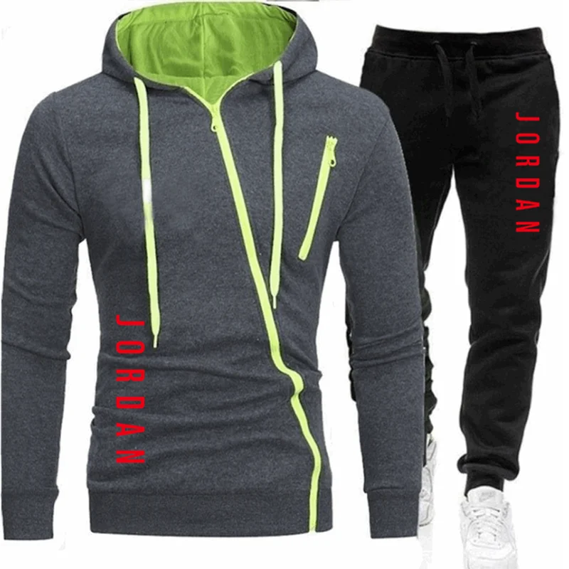 

New Men's Hooded Sportswear Cotton Polyester Drawstring Sportswear Trendy Fashion Autumn And Winter Zipper Shirt Suit S-3XL