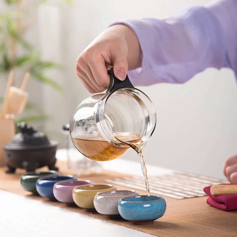 

500ML Heat Resistan Borosilicate Glass Tea Set Infuser Tea Cups Tea Pot Kung Fu Teaware Chinese Drink Puer Black Kettle