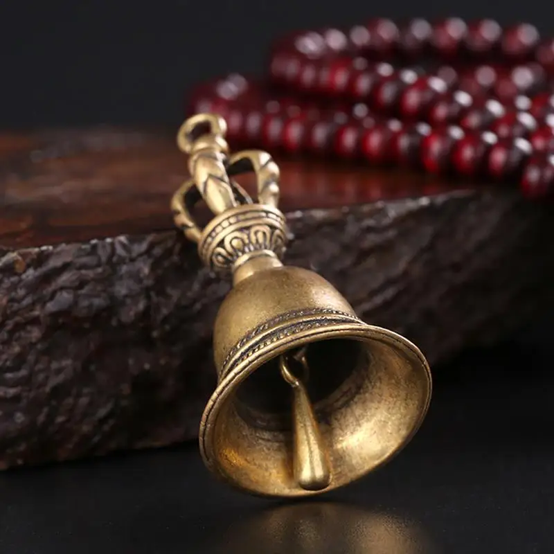 

Magic Bell Wind Bell Tibetan Bronze Bell Keychain Pendant Brass Handicraft Hand Call Bell Hotel Scene Decor Desktop Ornament