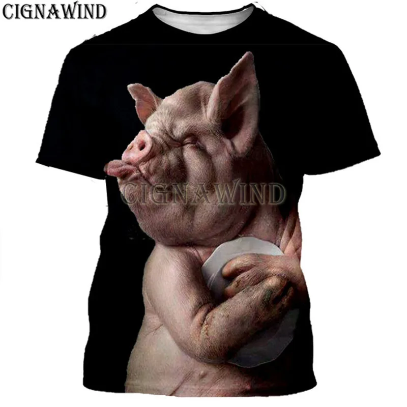Модная популярная футболка с изображением свиньи для мужчин и женщин футболки 3D