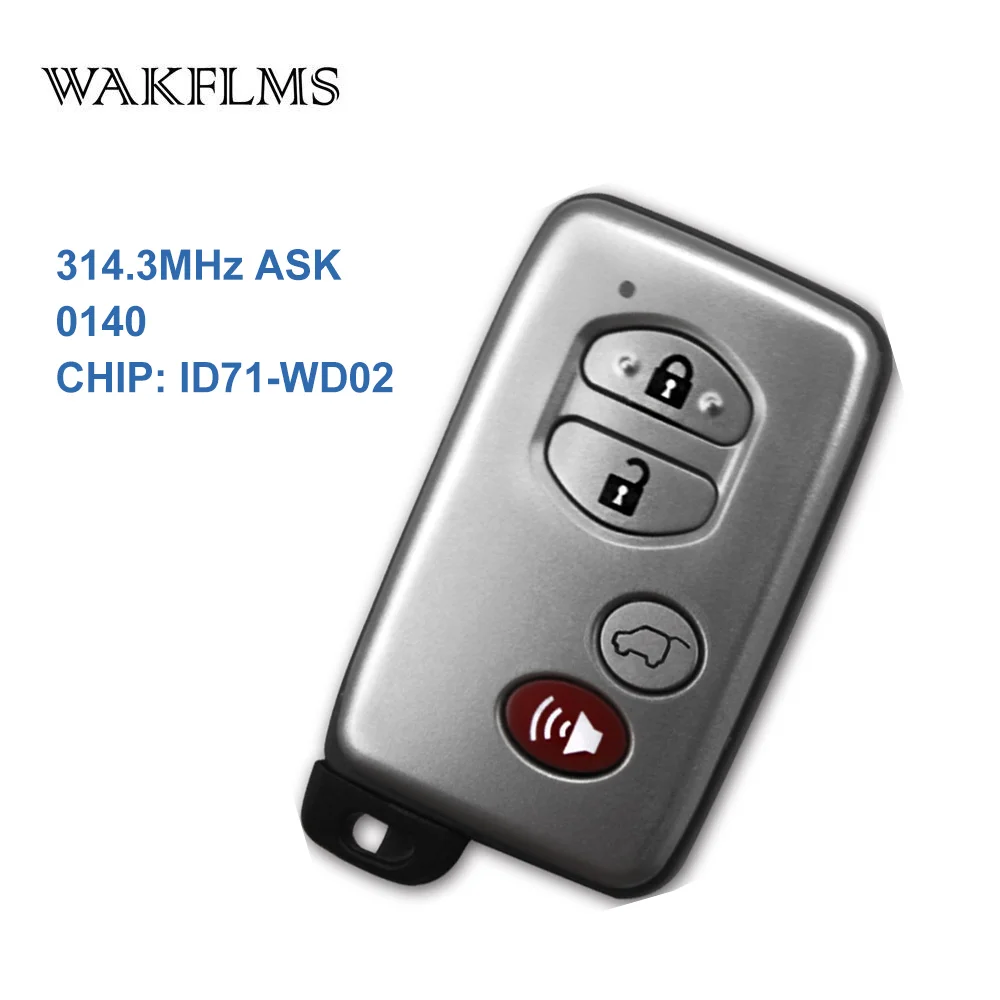 Серебряный 4 кнопки с паникой 314 3 МГц ПП номер 0140 ID71-WD02 смарт ключ без ключа для Toyota