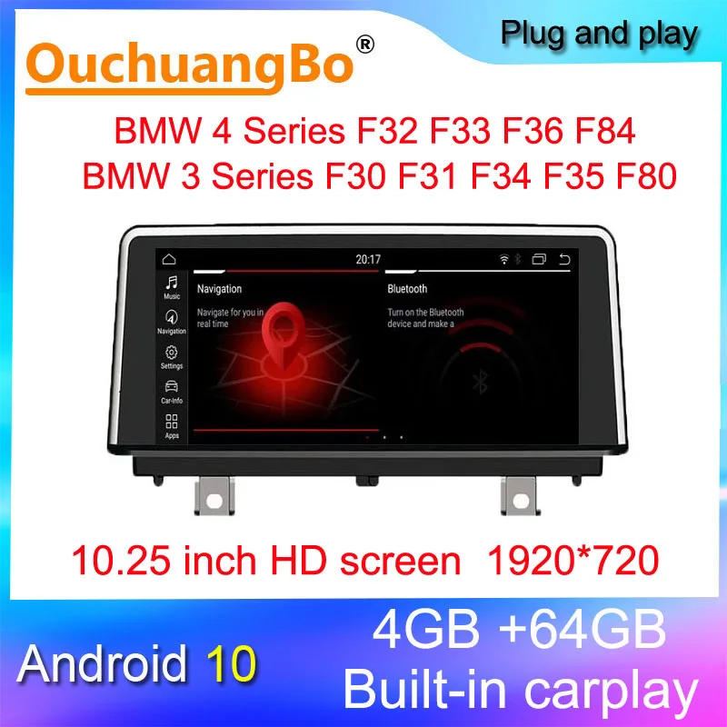

Ouchuangbo radio gps stereo for 10.25 inch 3 Series F30 F31 F34 F35 F80 4 Series F32 F33 F36 F84 with Android 10 audio player