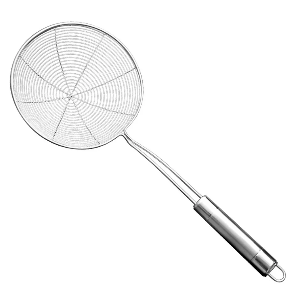 

1Pc 15 Inch Stainless Steel Colander Skimmer Round Mesh Food Oil Pot Strainer Long Handle Filter Cooking Tool Kitchen Accessoris