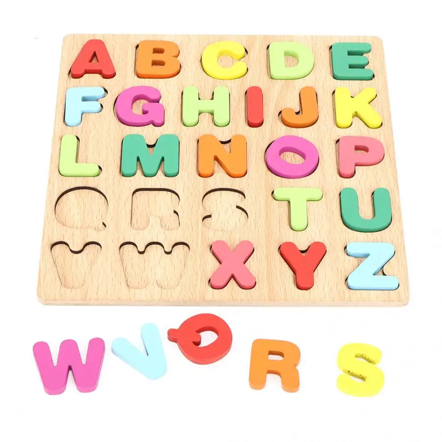 Детская деревянная 3D Алфавит Номер головоломки игрушки обучения буква