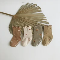 0 3 years toddlers girls frilly socks soft cotton baby ankle sock flower pattern children socks anti slip infant floor sock