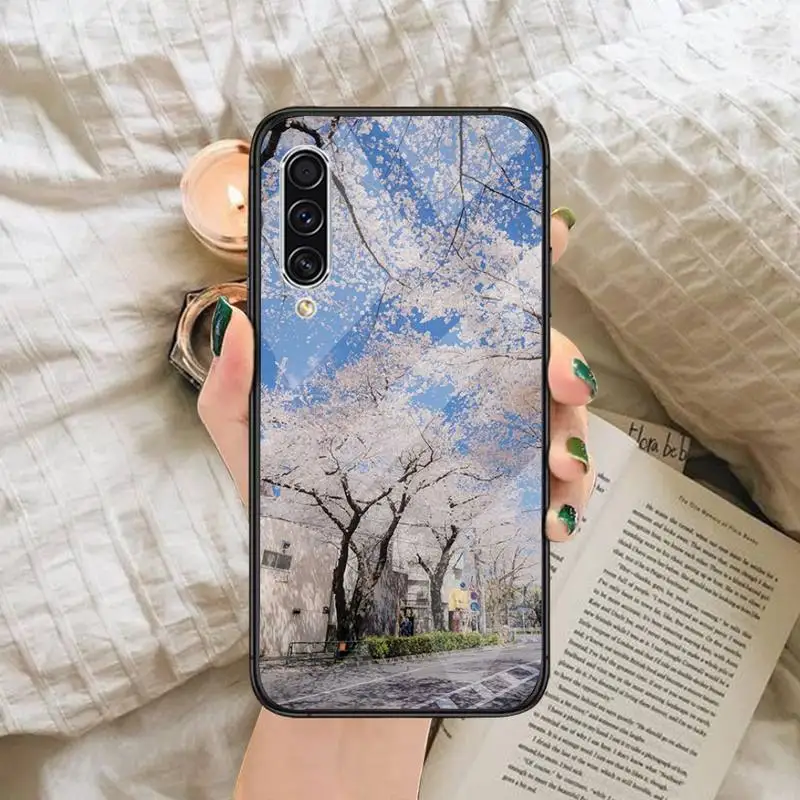 

Beautiful Japanese cherry blossom street view Phone Case Tempered glass For Samsung S6 S7 edge S8 S9 S10 e plus note8 9 10 pro