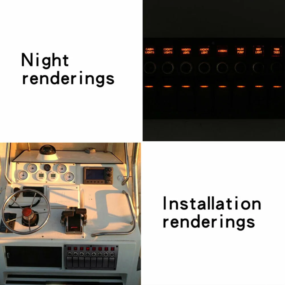 DC 12 24 в ON OF 3 Pin 8Gang Waterproof LED Marine Boat Car Rocker Switch Panel Electric + автоматический