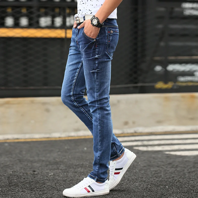 

SHZQ Jeans Men's New Slim Jeans, High-quality Casual Stretch Trousers Men's Clothing, Fashion Korean Straight Versatile Jeans