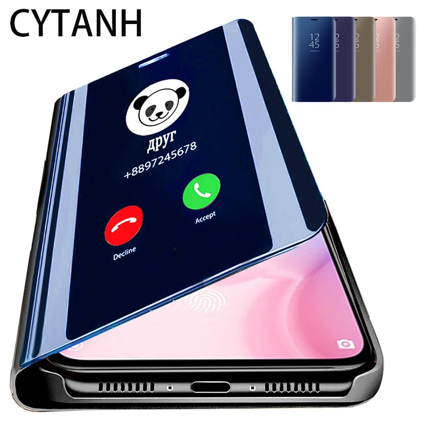 Умный зеркальный флип чехол для телефона Xiaomi Mi 10 Pro Mi10 9 Lite 9T CC9 CC9E Redmi Note 8 8T 7 6 8A 7A 6A 5A