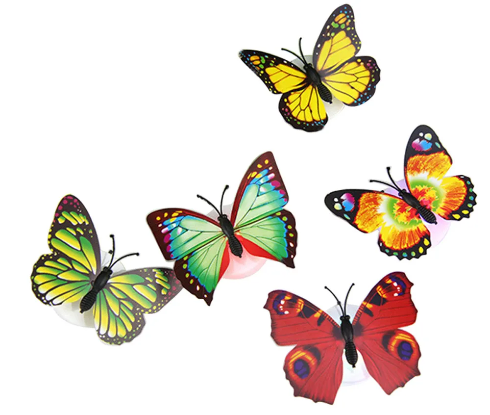 Красочные Изменение бабочки СВЕТОДИОДНЫЙ Ночной светильник стены наклейки на