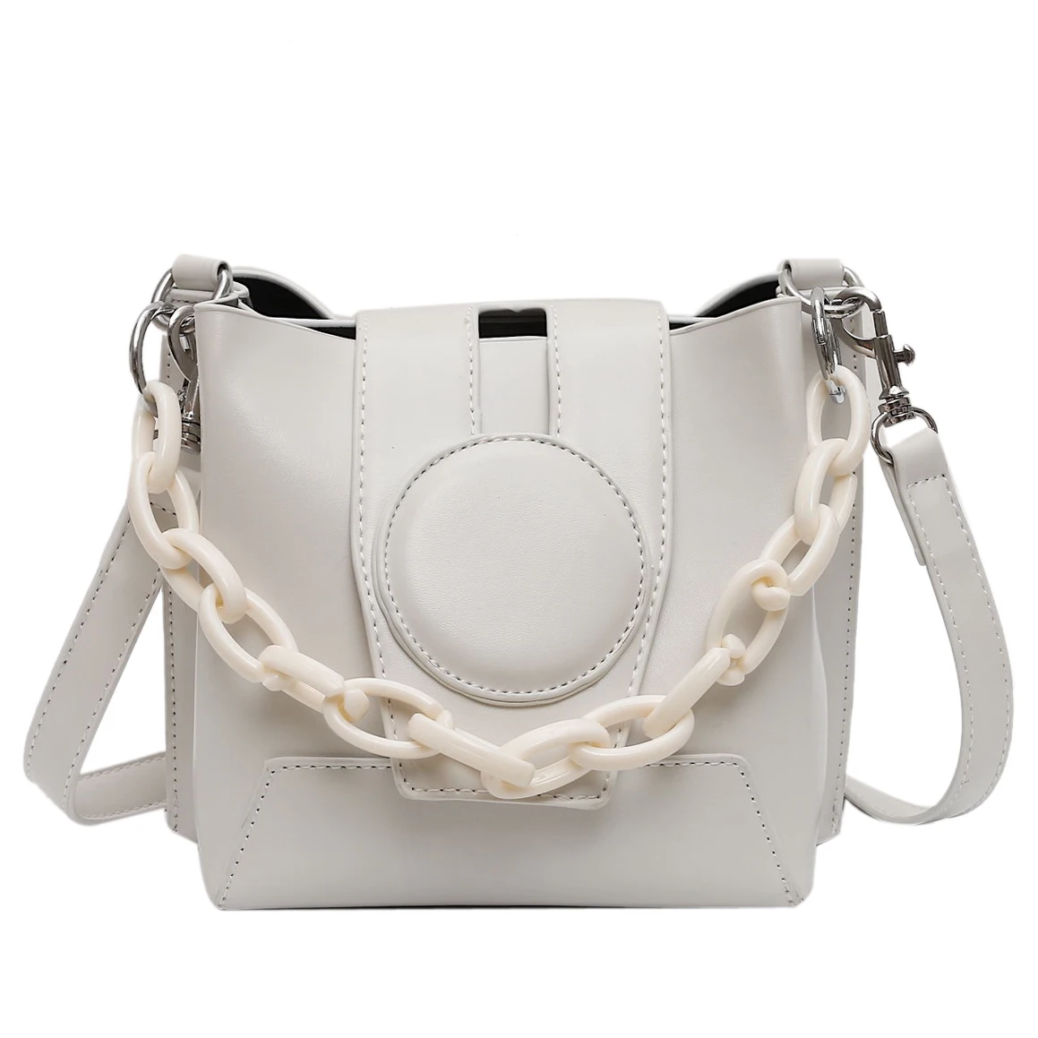 

Mini PU Leather Bucket Bags For Women 2020 Luxury Thick Chain Crossbody Shoulder Handbags Female Travel Cross Body Bag
