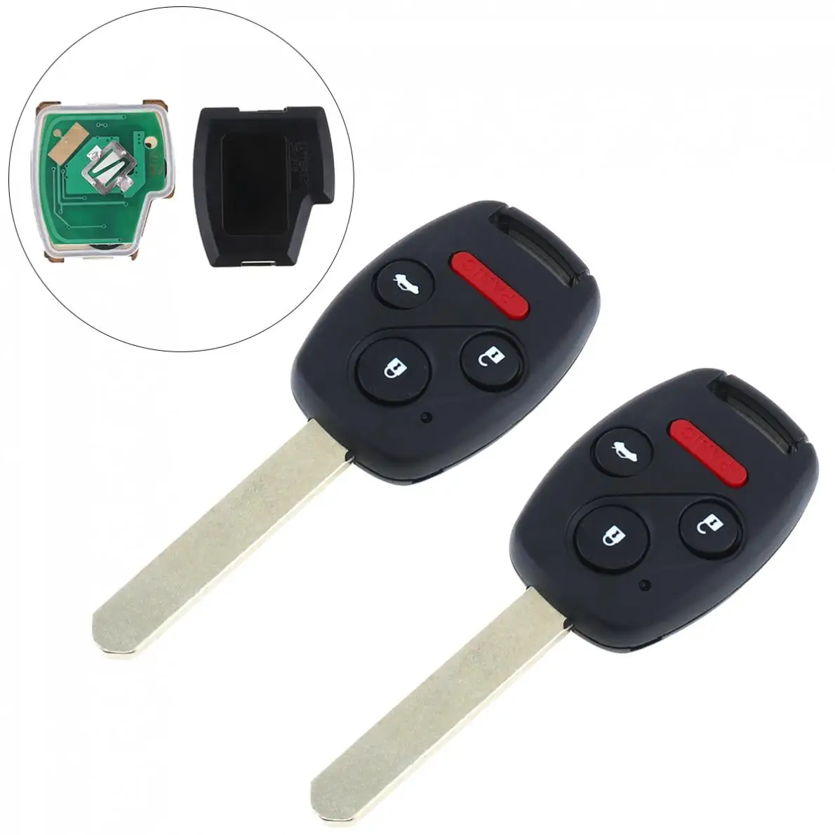 2pcs/lot 4 Button Keyless Entry Remote Car Key Fob Shell Clicker with Chip Uncut Blade for 2003 2004 2005 2006 2007 Honda Accord |