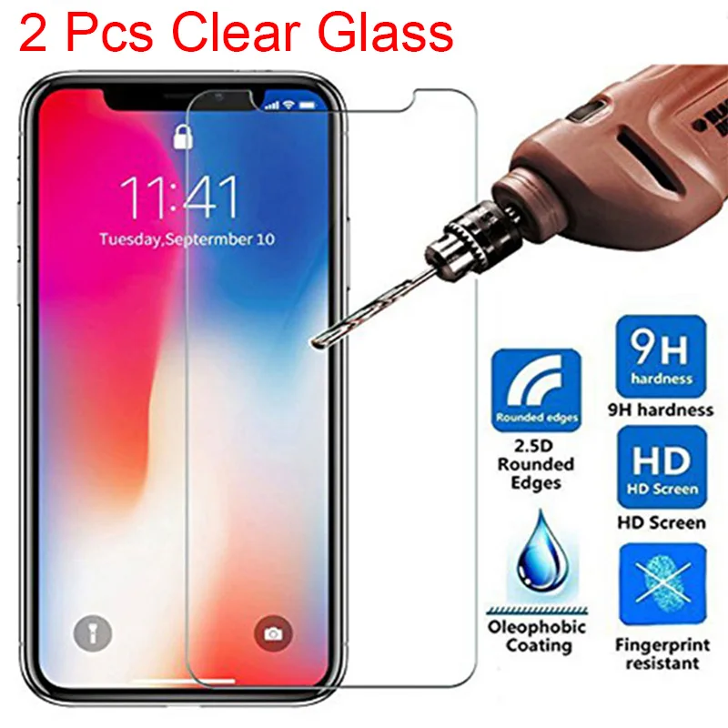 2 шт., закаленное стекло для iPhone 5, 5S, 5C, 6, 6 S, 7, 8 Plus, X, 10, 11 Pro, Max, защитный чехол для экрана, для iPhone SE, 5SE, GLAS, для телефона, Funda