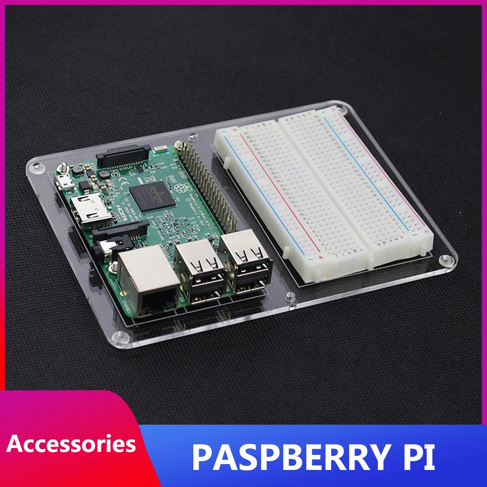 

ITINIT R68 Raspberry Pi 4 Model B Breadboard Mounting Plate Acrylic Board DIY Prototype Experiment Plate for Raspberry Pi 4/3B+
