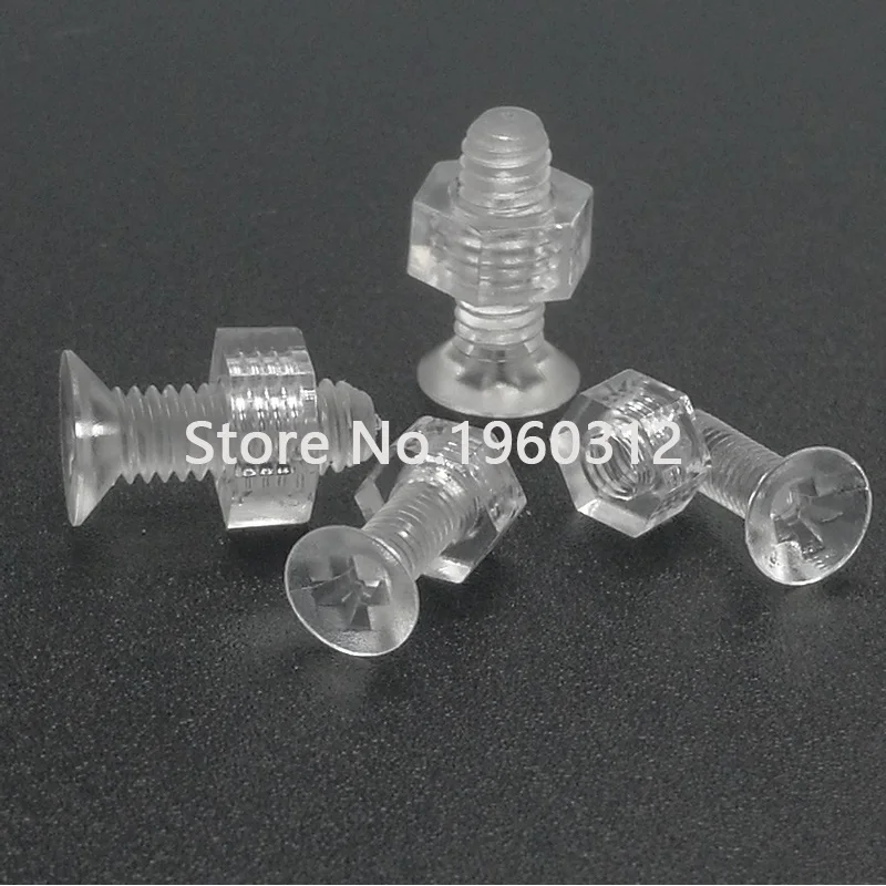 Free shipping 50sets with hex nut and plastic screws PC transparent Phillips Cross countersunk head flat Screw |